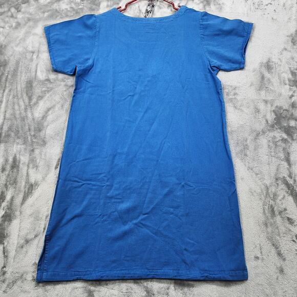Vintage Tia Designs Dress Womens M Blue Embroidered Heels Short Sleeve Pockets - Picture 3 of 8